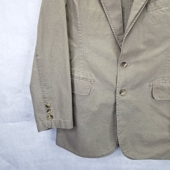 LL Bean Sport Coat Mens 40R Khaki Safari 2 Button Cotton Unlined Blazer Jacket - Picture 7 of 16